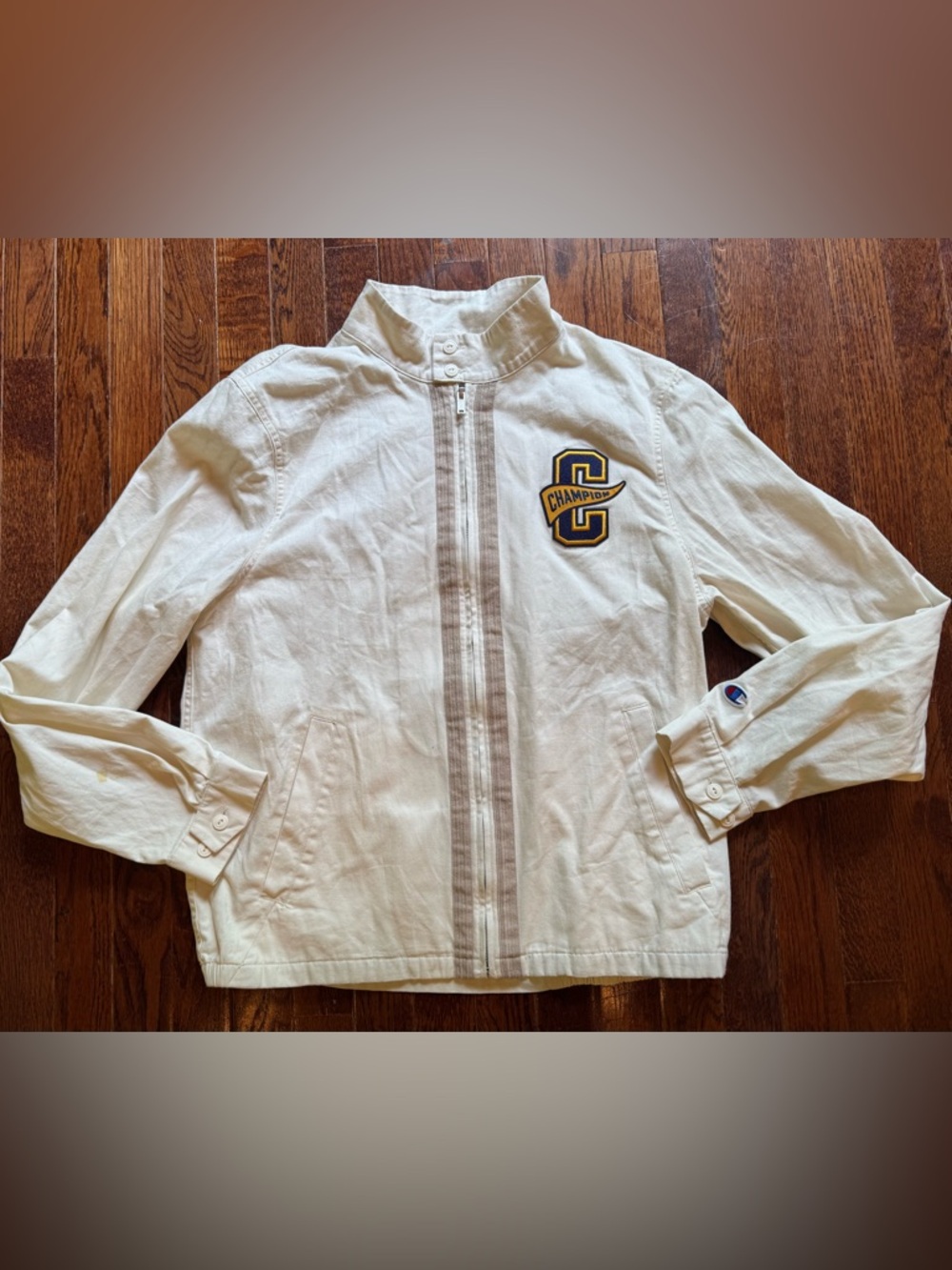Champion Urban Outfitters Retro Vintage Lightweight White Varsity Jacket Medium